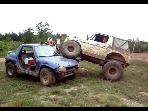 Can’t Park There! Zack’s Samurai Driving over the Cute Baby X-90 @Uwharrie Off-Road Race