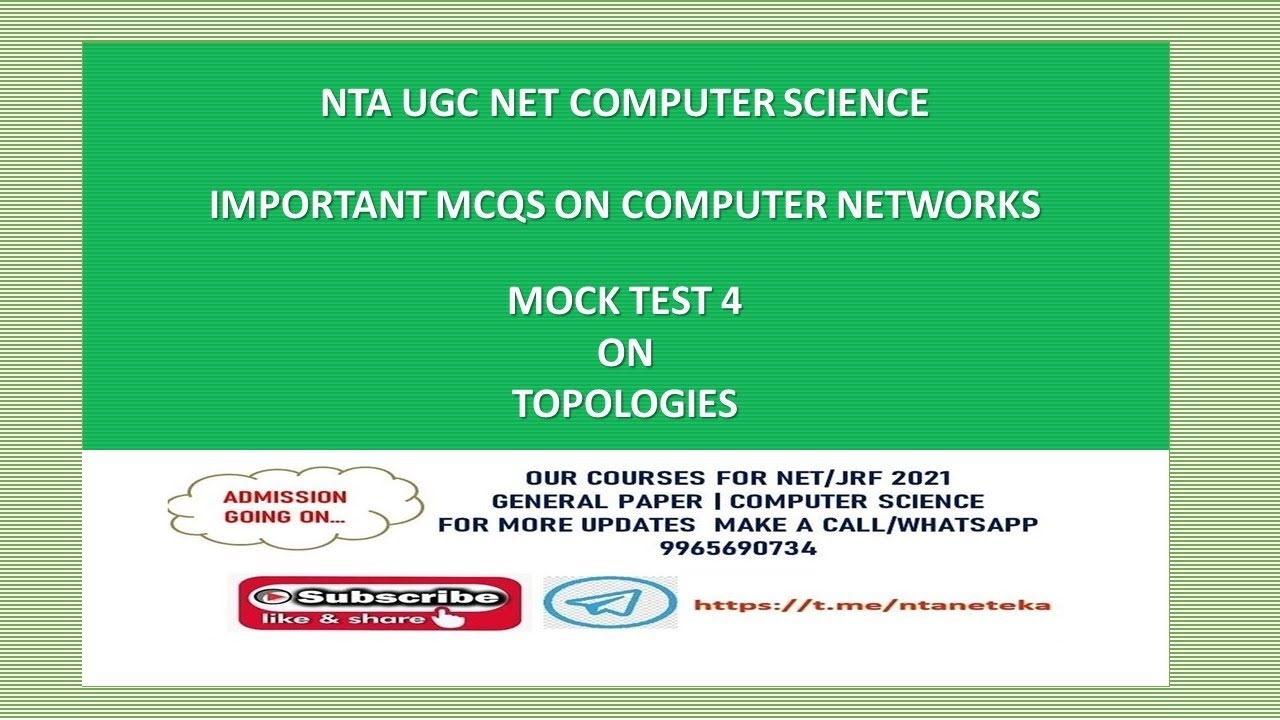 (Mock Test 4) NTA UGC NET Computer Science |  Networks MCQs | PG TRB Polytechnic | Topologies