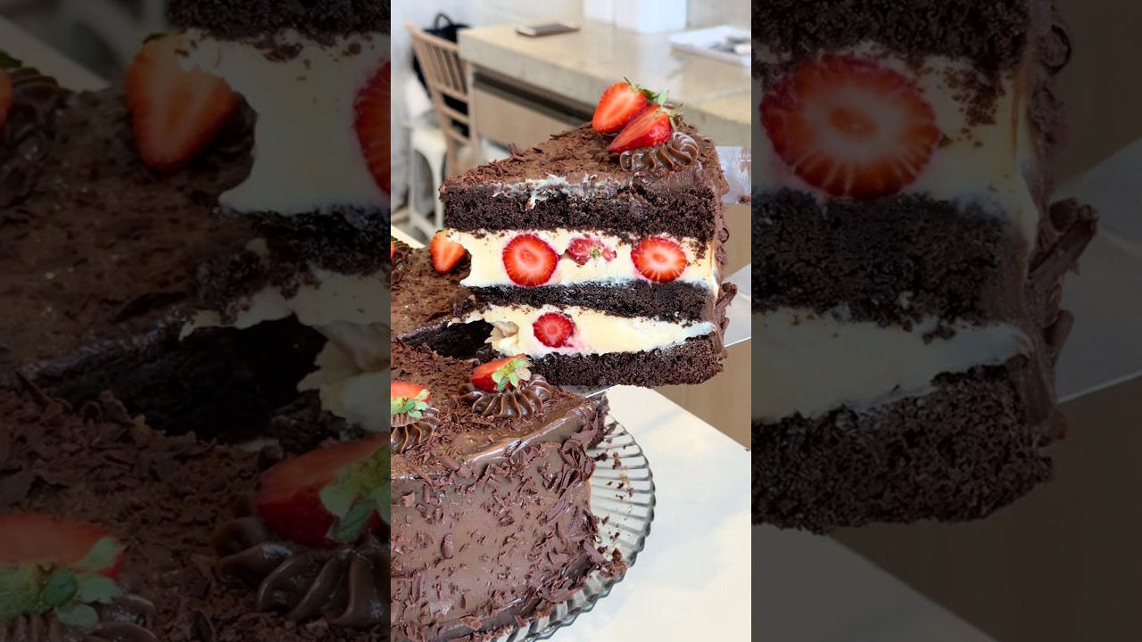 Want a strawberry 🍓 slice? #morango #bolo #torta