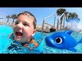 Kids Swimming With Baby Shark Toys In GIANT Swimming Pool Caleb Pretend Play