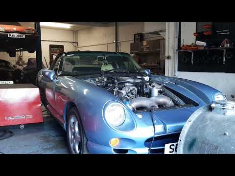 TVR Chimaera 450 on Dynapack hub Dyno. Power runs. Rover V8 with Canems standalone ECU.