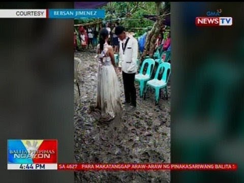 Bagong-kasal, tuloy ang pagdiriwang kahit napuno ng putik ang venue ng reception