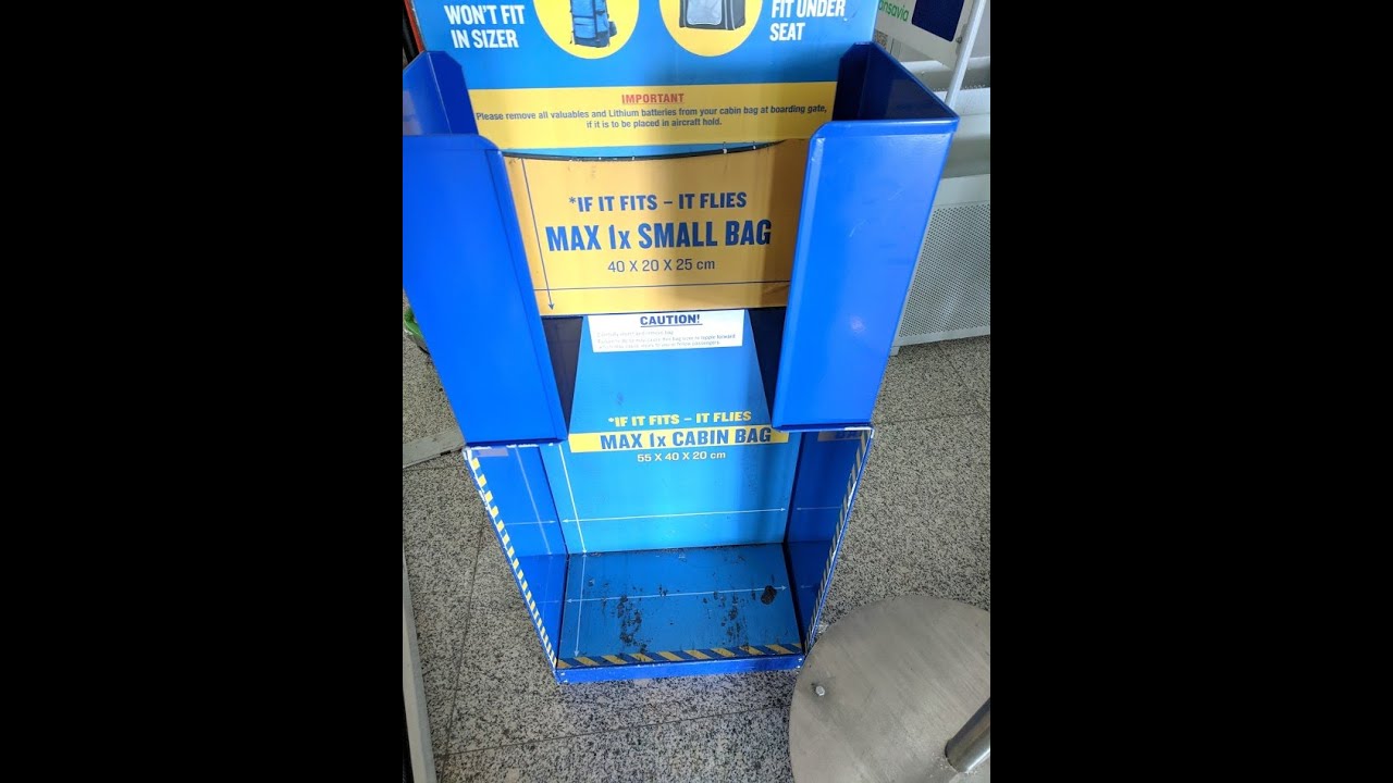 Ryanair hand luggage metal box sizer 2019