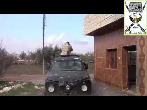 استهداف مقرات النظام في بلدة الشيخ مسكين في ريف درعا برشاش الدوشكا من قبل لواء خالد سيف الله