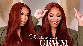THANKSGIVING GRWM: REDDISH BROWN HAIR + BROWS FT UNICE HAIR