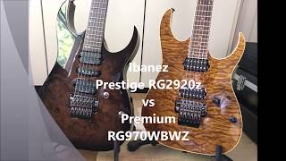 Video thumbnail for Ibanez RG Premium vs Prestige Shootout - RG970WBWZ vs RG2920z by jem555bkk