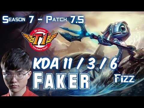 SKT T1 Faker FIZZ vs TWISTED FATE Mid - Patch 7.5 KR Ranked