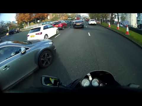 Near miss SMIDSY - car vs bike - helmet cam