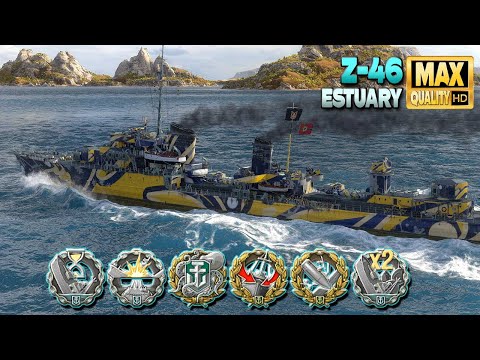 Destroyer Z-46: MVP on map Estuary - World of Warships
