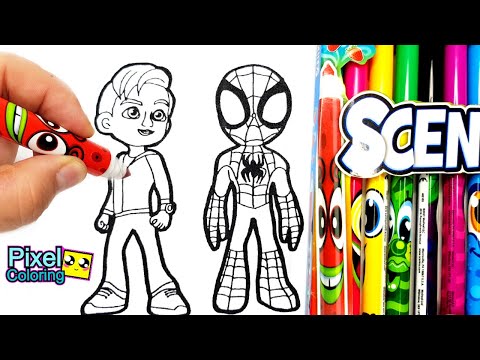 Spidey and Peter Parker His Friends  Coloring Pages  Spidey Coloring Amazing Fiends MARVEL