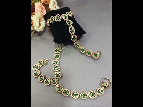 Brass color available beautifull polki hand panja pri.1804