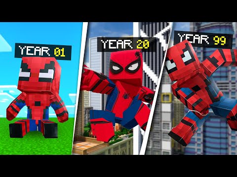 Surviving 99 Years As Spider Man in Minecraft...