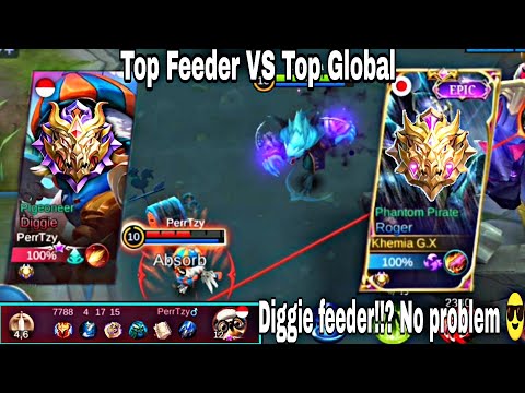 TOP GLOBAL ROGER VS TOP GLOBAL DIGGIE FEEDER | TUTORIAL HOW TO COUNTER DIGGIE FEEDER - MLBB