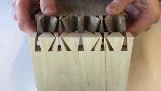 Hand cut Japanese dovetail joint. Made by Theo Cook