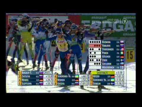 Biathlon Massenstart der Damen in Oslo 2011