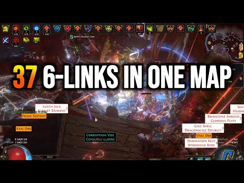 PoE Magic Find Maps (05) - 37 6-LINKS IN ONE MAP - ICE SHOT MF BUILD VAAL WINDS FARMING - T5 CALDERA