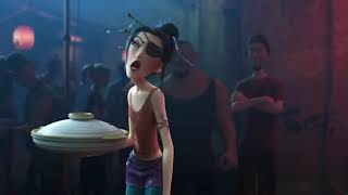 Fighting of extraordinary robot in Hollywood animated movie Big Hero 6 by Hero Hamada