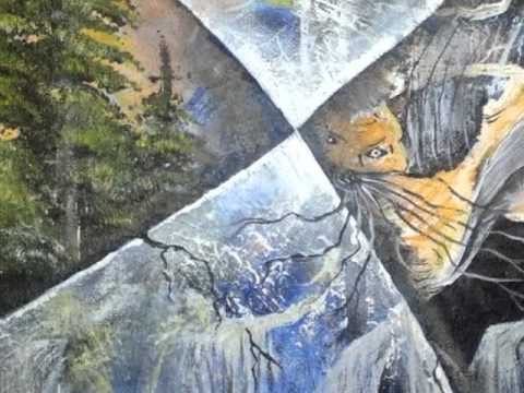 Acryl Bild handgemalt "Wasserfallvogel aus Glassteine" 40 x 50 cm