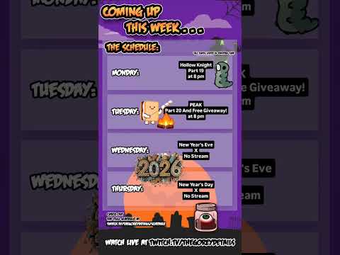 This Week's Stream Schedule - 12/29/2025 📆