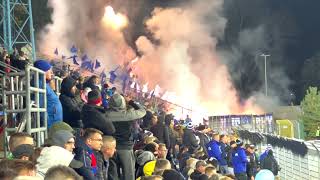 Oprawy i racowisko w meczu Odra - Ruch