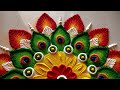 Big Diwali & dhanteras rangoli|| durga puja rangoli designs. Festival rangoli. Peacock rangoli.