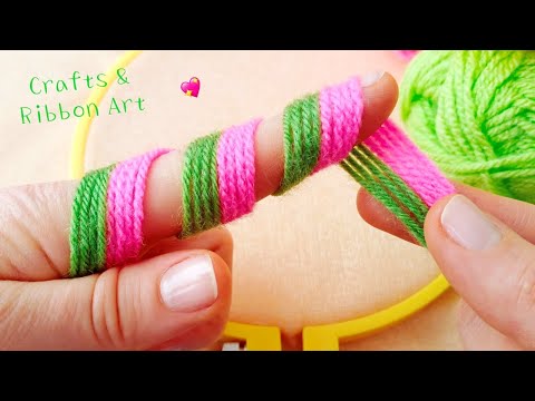 It's so Beautiful !! Superb Woolen Flower Making Trick with Finger - Hand Embroidery Amazing Flowers