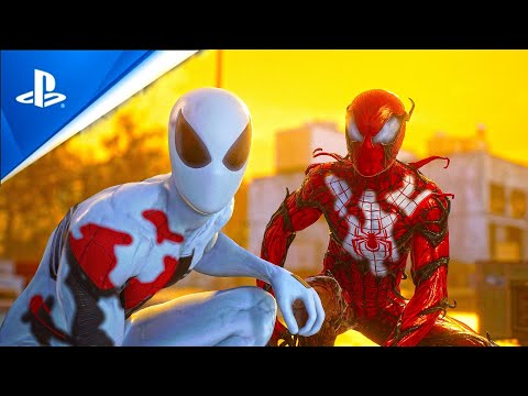Peter and Miles Chase The Lizard with Anti-Venom Symbiote & Absolute Carnage suit - Spider-Man 2 PS5