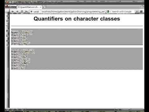 Beginner Perl Maven tutorial: 8.12 - Quantifiers on character classes