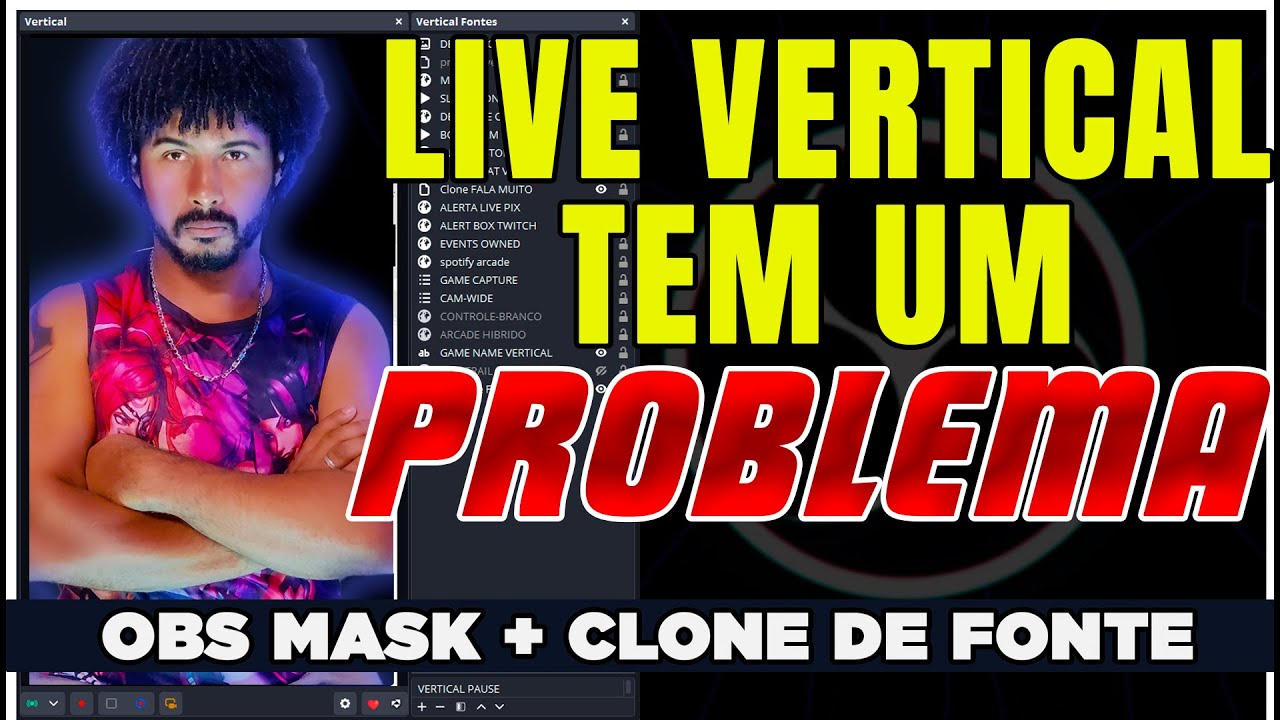 HUD na live vertical: Source Clone, máscaras e Aitum no OBS