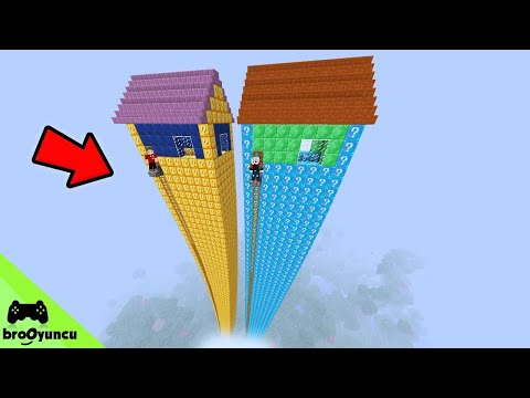 TROLL VS MİNECRAFT EV KULESİ ŞANS BLOKLARI SAVAŞI