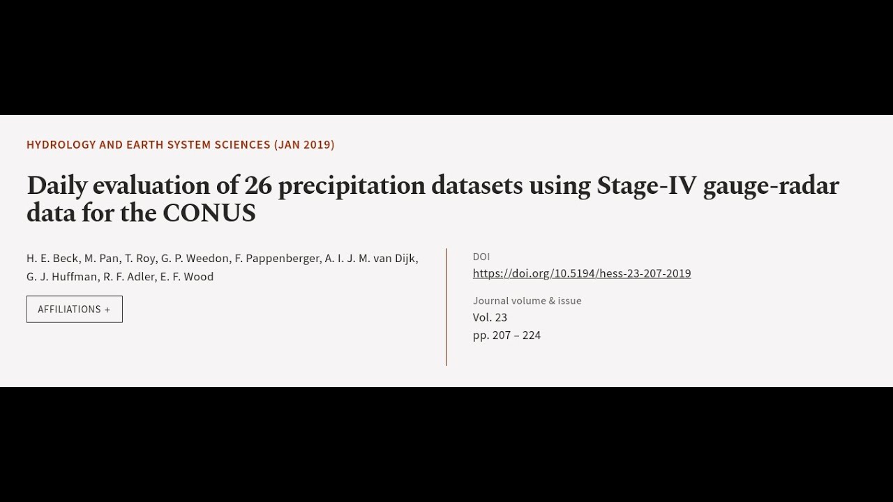 Daily evaluation of 26 precipitation datasets using Stage-IV gauge-radar data for the... | RTCL.TV