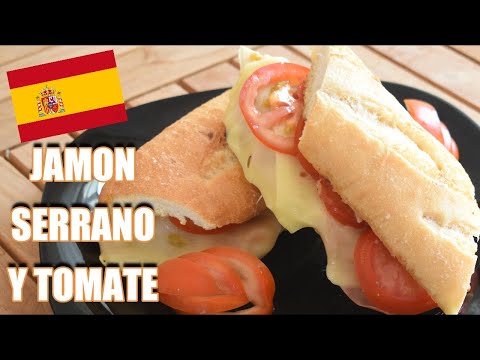 ¿Como hacer BOCADILLO DE JAMON SERRANO Y TOMATE? / cocina Española fácil paso a paso!