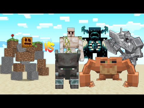 Stone Dirt Golem Vs Warden, Mutant Frog, Ferrous Wroughtnaut, Iron golem, Ravager