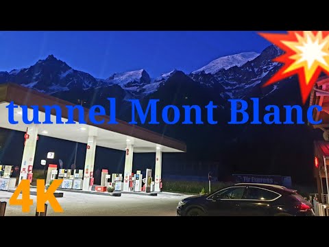 DRIVING IN EUROPE / TUNNEL MONT BLANC / FRONTIER  IN FRANCE AND ITALY
