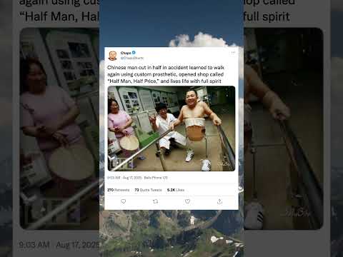 Chinese man cut in half in accident learned to walk again using custom prosthetic, opened shop calle