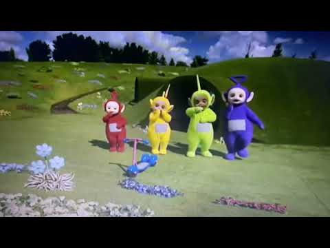 The Teletubbies Walk To The Magic Windmill With T.U.F.F. Puppy Title Card Music (Naughty Soap)