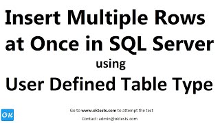 Insert Multiple Rows into Table using User Defined Table Type as Parameter in Stored Proc SQL - 1