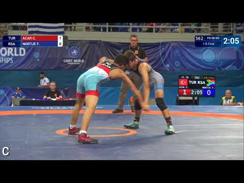 1/8 FS - 58 kg: C. ACAR (TUR) df. F. NORTJE (RSA) by VFA, 11-0