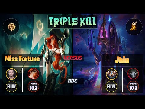 Rekkles MISS FORTUNE (ADC) [Press the Attack] VS JHIN - Challenger EUW Patch 10.3 Triple Kill