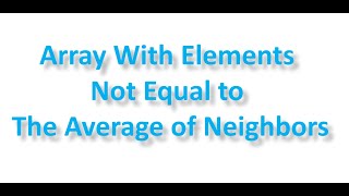 YouTube video 'Leetcode : Array With Elements Not Equal to Average of Neighbors'