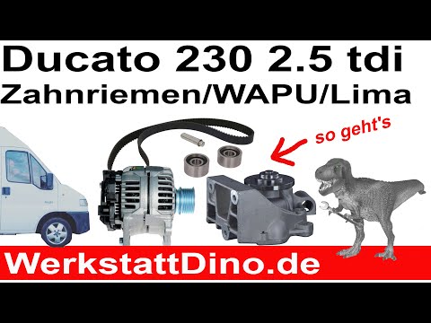 Ducato 230 timing belt replacement, water pump replacement, alternator replacement. The full pack...
