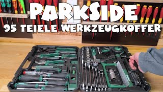 PARKSIDE® Werkzeugkoffer, 95-teilig, mit Wasserwaage, Handsäge, Zangen, Hammer