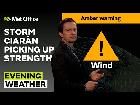 31/10/23 – Heavy rain becoming scattered showers – Evening Weather Forecast UK – Met Office Weather