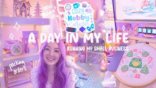 Day in my life 🌷☁️💖 as a self-employed small business owner. Designing new products, packing orders