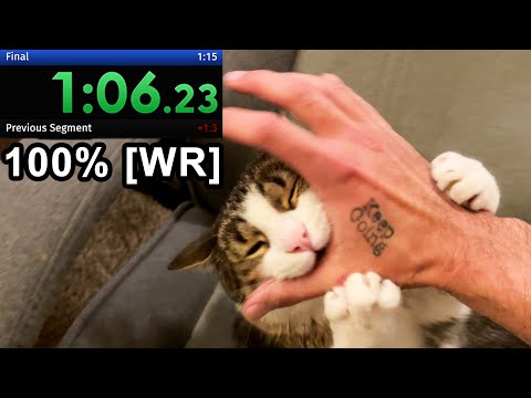 annoying my cat until he gives up the chair speedrun 100% (WR)