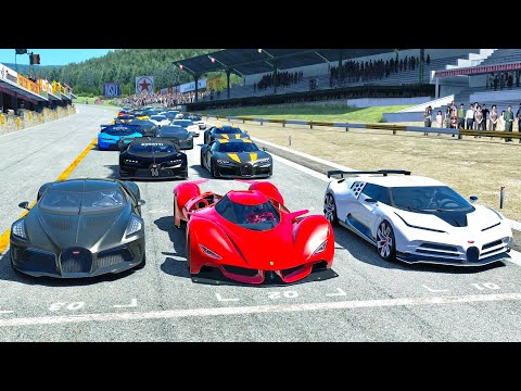 2025 Ferrari Piero T2 LM Stradale LMP1 vs Bugatti Hypercars - Drag Race 20 KM