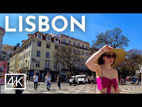 Lisbon 2023: Rossio, Restauradores & Avenida da Liberdade, Lisbon Portugal 4K