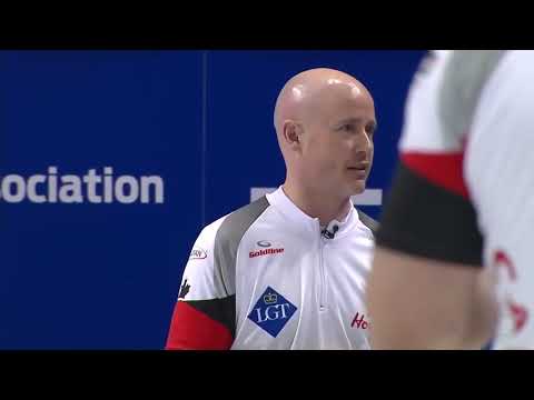 #wmcc2016 Rasmus Stjerne (DEN) accidentally kicks Kevin Koe (CAN)'s center guard