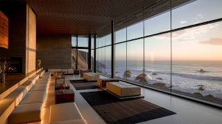 Smooth Jazz And Ocean Wave Sounds Bring Inner Peace - Cozy Jazz In A Luxury Seaside Living Room