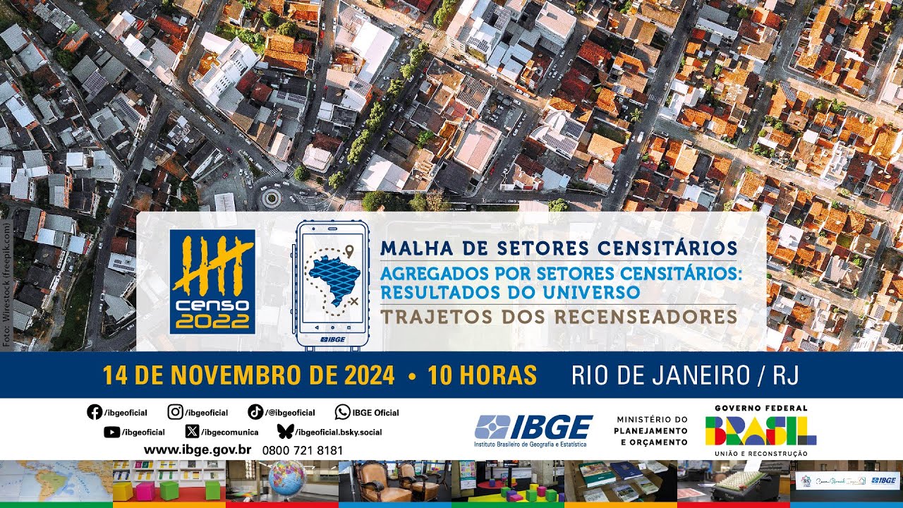 IBGE divulga dados do Censo 2022 por bairros e distritos, além dos trajetos dos recenseadores